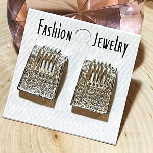Rhinestone clip on earings new